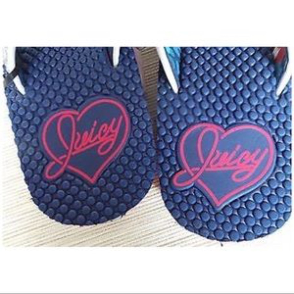 JUICY COUTURE Sandals Flip Flops Sequin Wedge Red White Blue Sizes S XL - Picture 2 of 4